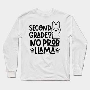 Second Grade, No Problem Llama Funny Kids Back to School Long Sleeve T-Shirt